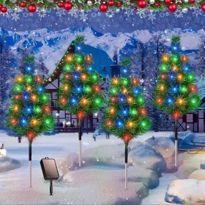 Solar Christmas Tree Lights Waterproof IP65 Durable Outdoor Decoration for Lawn Patio and Balcony Easy Installation No Wiring